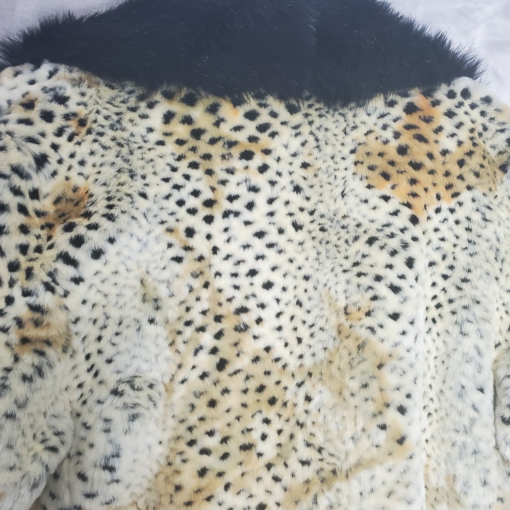 Donna Salyers Fabulous Furs M Brown Leopard Print Lined Fur Trim Penny Lane - Picture 8 of 10